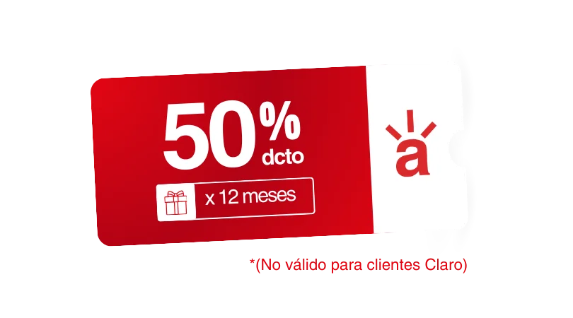 50% de descuento por 12 meses (no válido para clientes Claro)